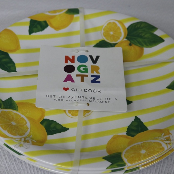 NOVOGRATZ Melamine Fresh Lemons Dinner Plates-S/4 - Picture 4 of 4